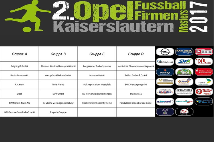 2.Opel-Fußball-Firmen-Masters Kaiserslautern Auslosung 2017 ber der Antenne Kaiserslautern 